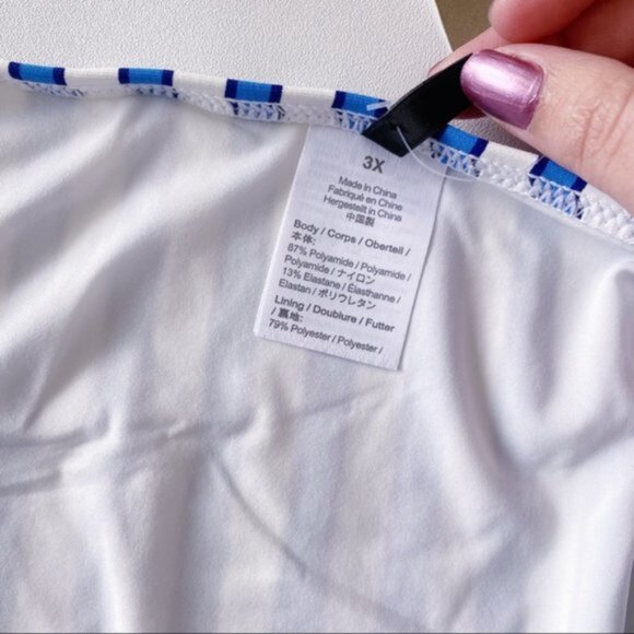 J. Crew | Surf Hipster Bikini Bottom Cabana Stripe Blue White Side Tie Plus 3X - Picture 10 of 12